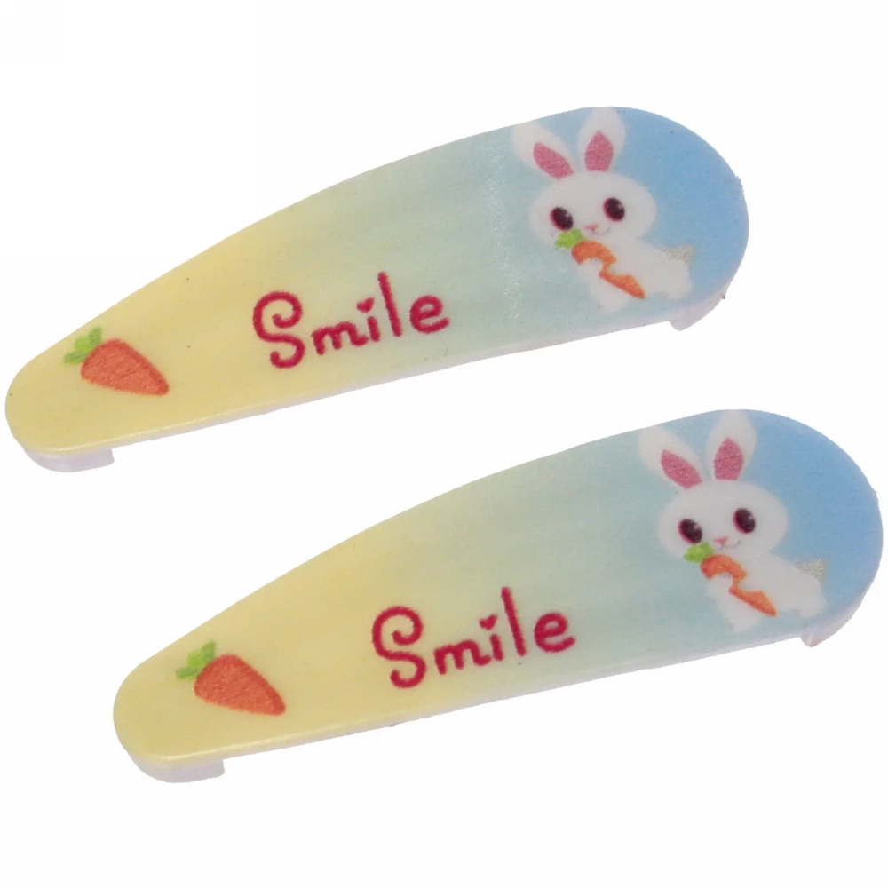 Зажимы для волос детские 2шт «Happy smile», зайка, микс 6 цветов, 5,5*1,5см