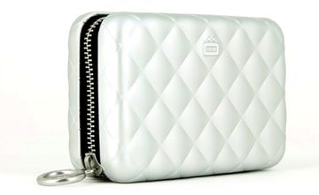 Кошелек стеганый на молнии Quilted Zipper Серебирстый