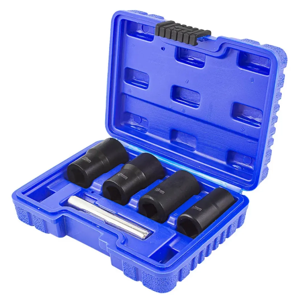 Набор головок-экстракторов для поврежденных болтов/гаек 5пр. 1/2''(17,19,21,22мм), в кейсе Forsage F-906U2