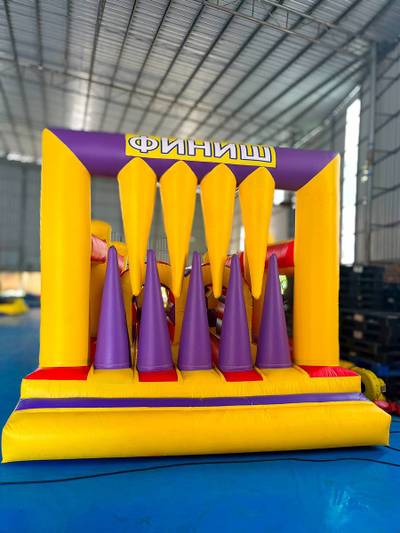 Надувная полоса препятствий “Веселые старты”, 4 отдельных блока, 20*3,5*4,5 м.
