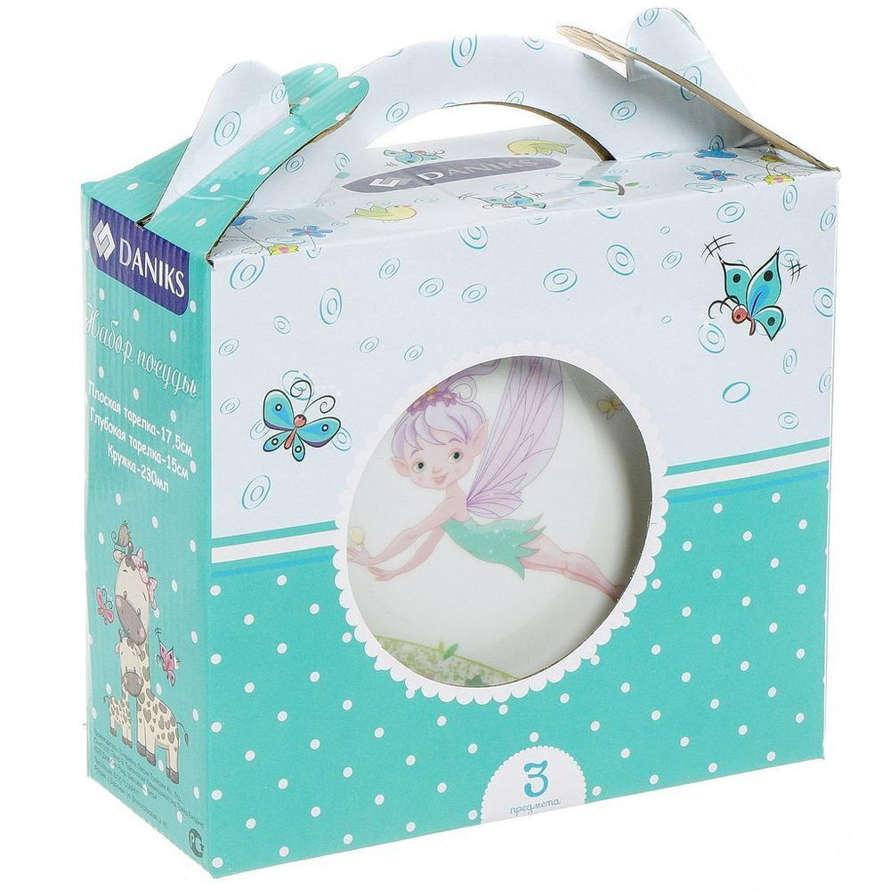 Набор посуды керам, 3 шт, Феечка, тар 17.5см,сал 15см,круж 230мл, Daniks, C644