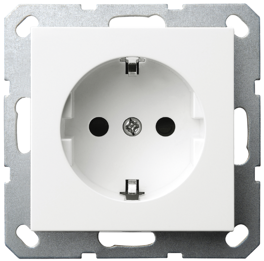 Розетка SCHUKO© с защитными шторками 16A 250V~ 2P+T, цвет белый глянцевый
