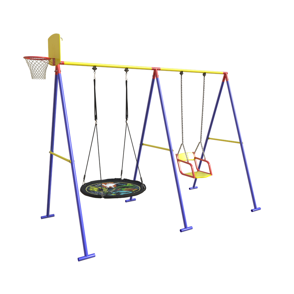 Стойка универсальная + доп. стойка ДСК Лайт, 2 качелей и щит (синий)