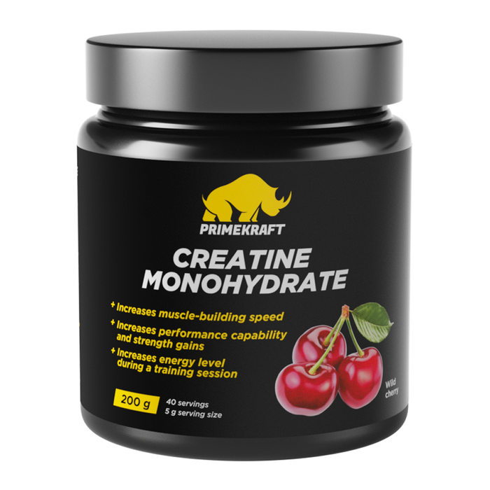 Креатин со вкусом Wild cherry (дикая вишня), Creatine Monihydrate wild cherry, Prime Kraft, банка 200г