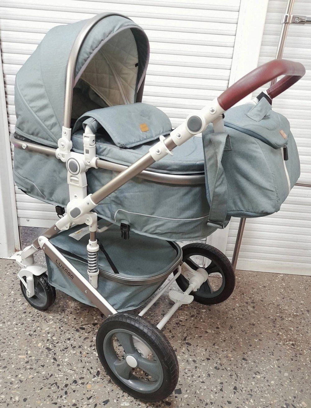 Детская коляска Luxmom 518 3в1 (серо-зеленый)