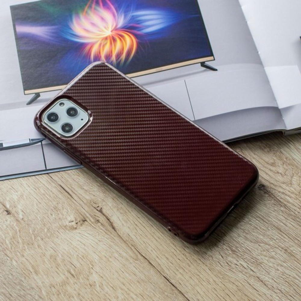 Чехол ТПУ карбон глянцевый для iPhone 11 Pro Max, 011457 Красный