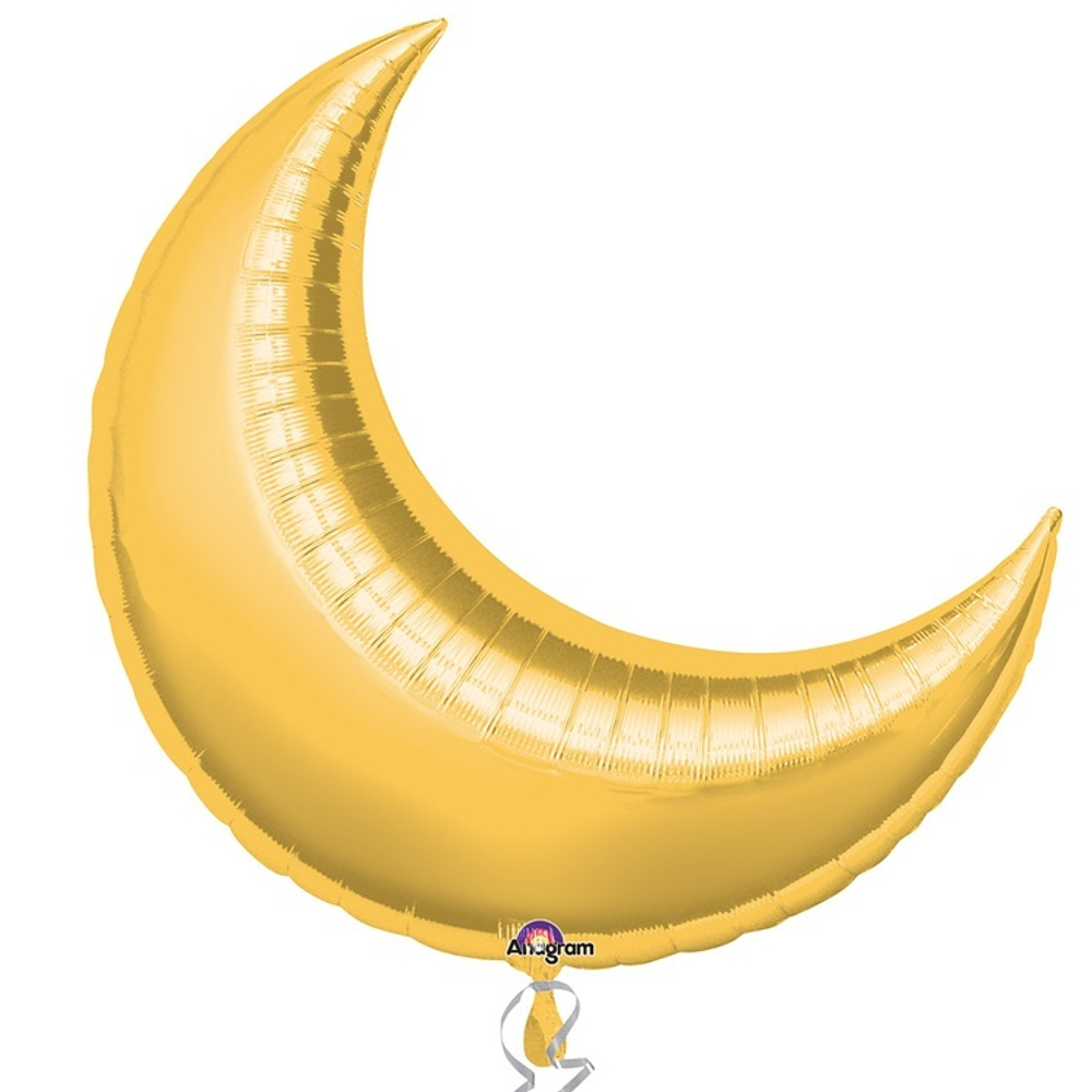 Фольгированная фигура, Месяц 35"/89СМ Металлик Gold
