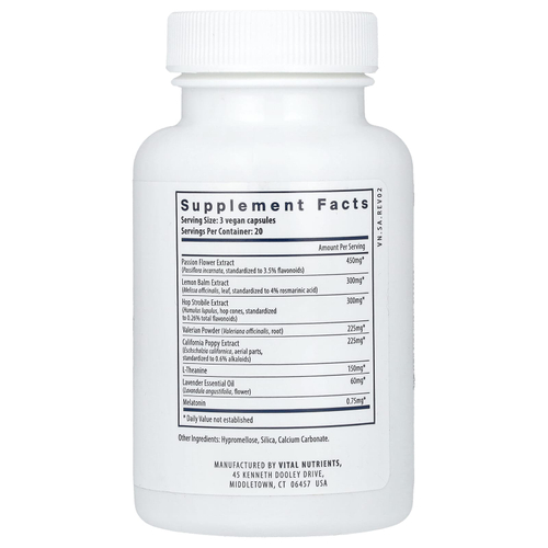 Vital Nutrients, средство для сна, 60 растительных капсул