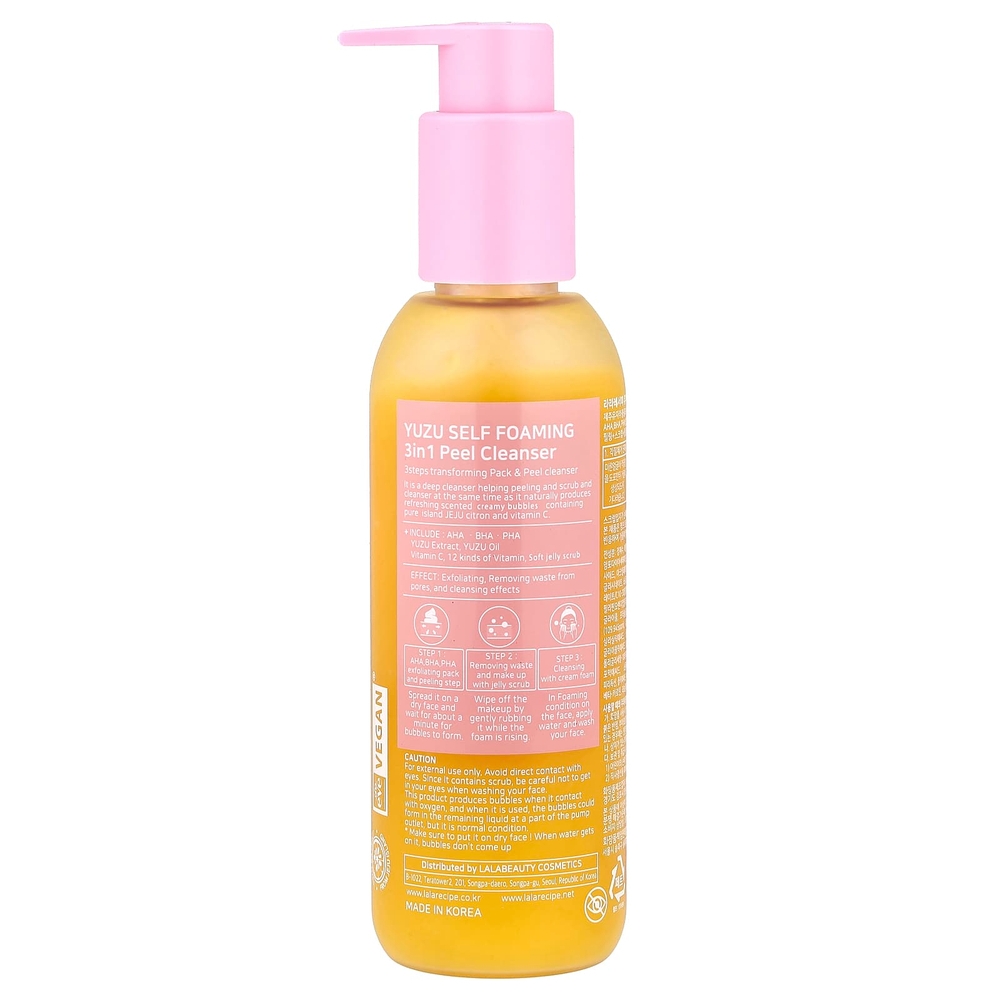 Lalarecipe, Yuzu Self Foaming, очищающее средство 3 в 1, 200 мл (6,76 жидк. унц.)