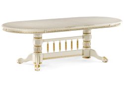 Деревянный стол Кантри 200(280)х107х79 слоновая кость / патина золото