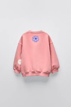 ZARA ТОЛСТОВКА С РАСТИТЕЛЬНЫМ ПРИНТОМ, ТЕМНО-РОЗОВЫЙ