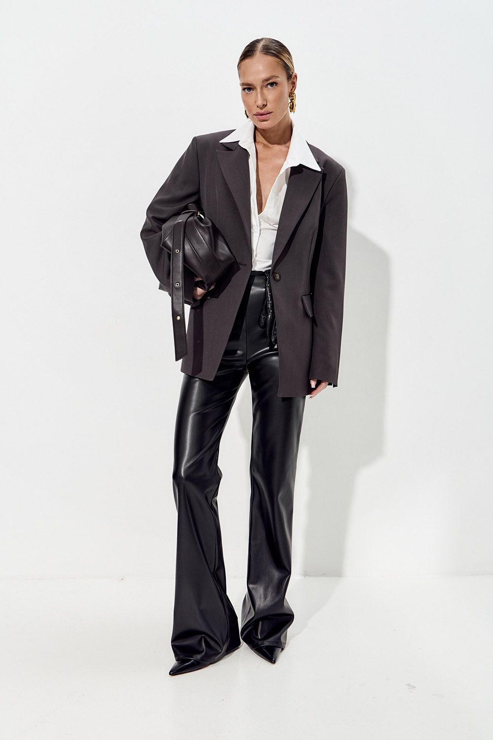 Приталенный пиджак "песочные часы" цвета графит