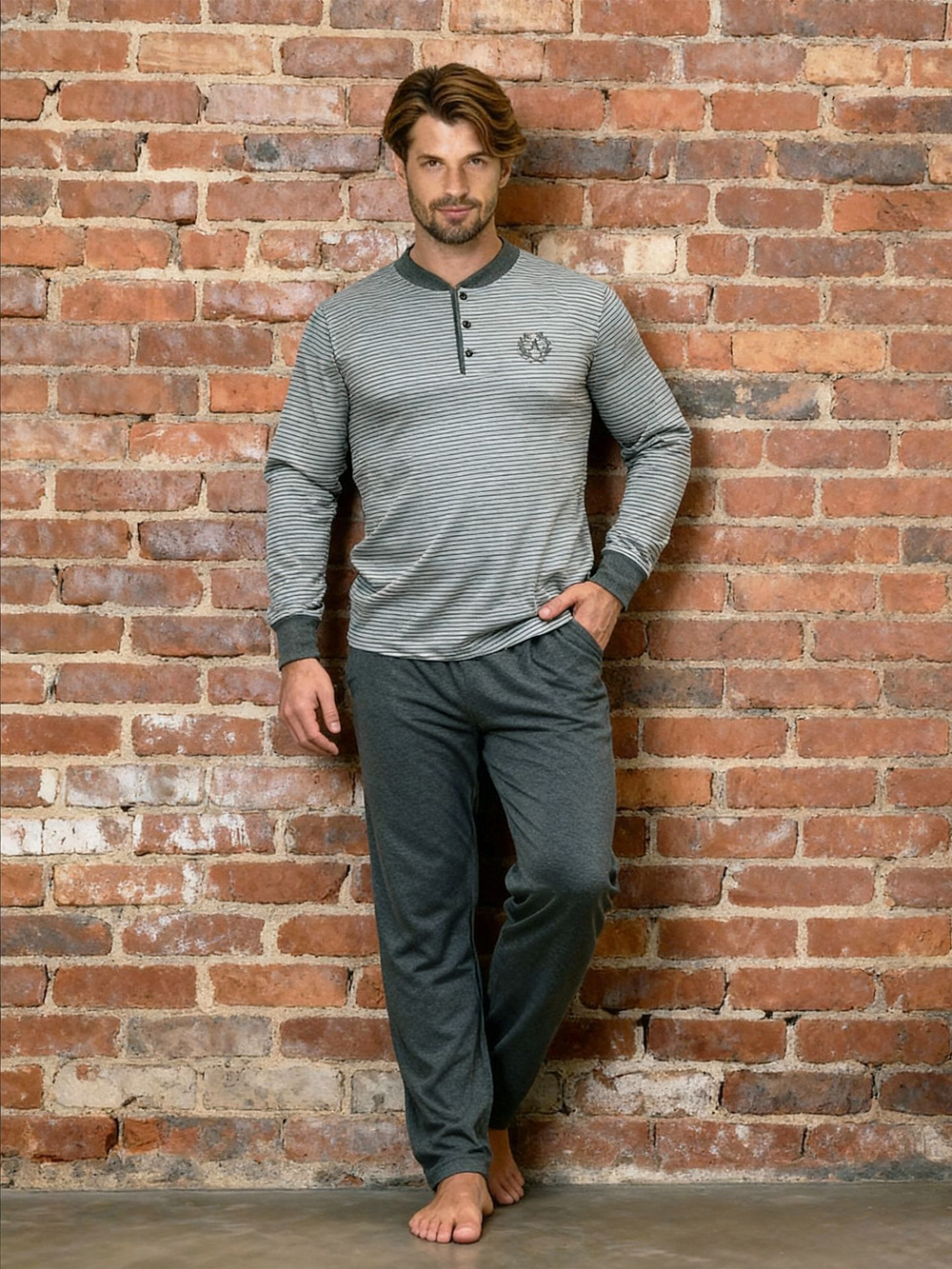 Пижама со штанами с длинным рукавом домашняя одежда костюм