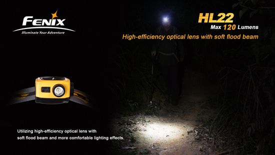 Налобный светодиодный фонарь Fenix HL22 жёлтый 120 люмен