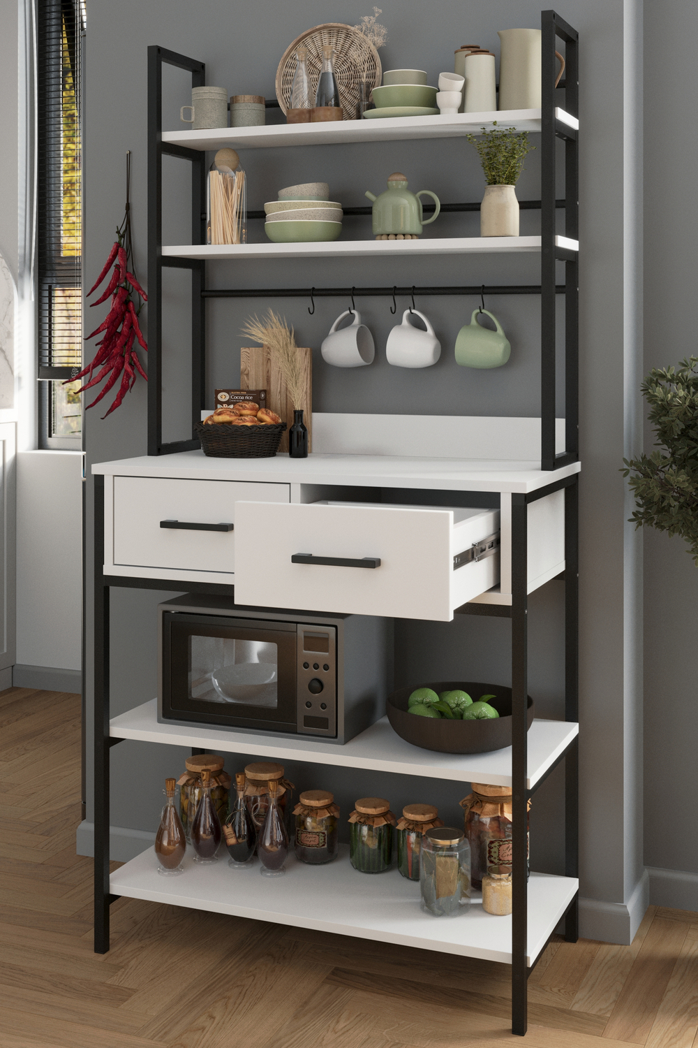 Стеллаж кухонный VIETNAM - белый