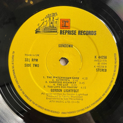 Винтажная виниловая пластинка LP Gordon Lightfoot Sundown (UK 1974)