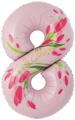 Купить шар с гелием цифру на 8 марта с цветами
