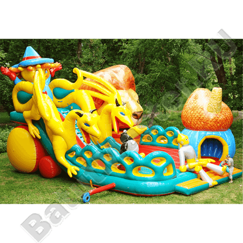Большой надувной батут-горка "Гости города"