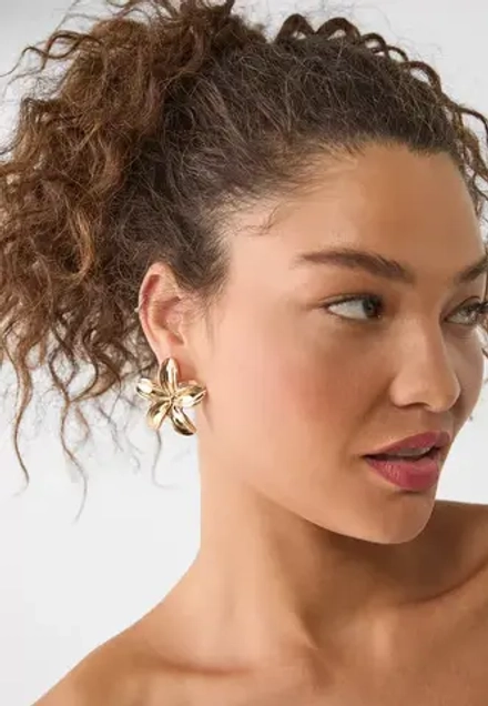 STRADIVARIUS Серьги с цветами, золотой