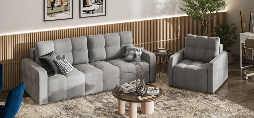 Кресло-кровать Денди Слим Велюр Монолит сталь