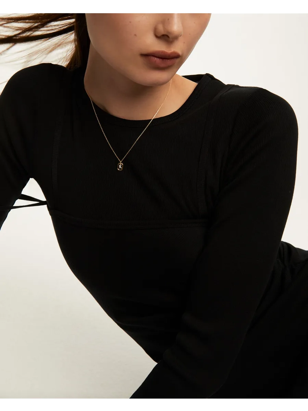 Колье Мини-Буква K серебро 925 пробы покрытое золотом