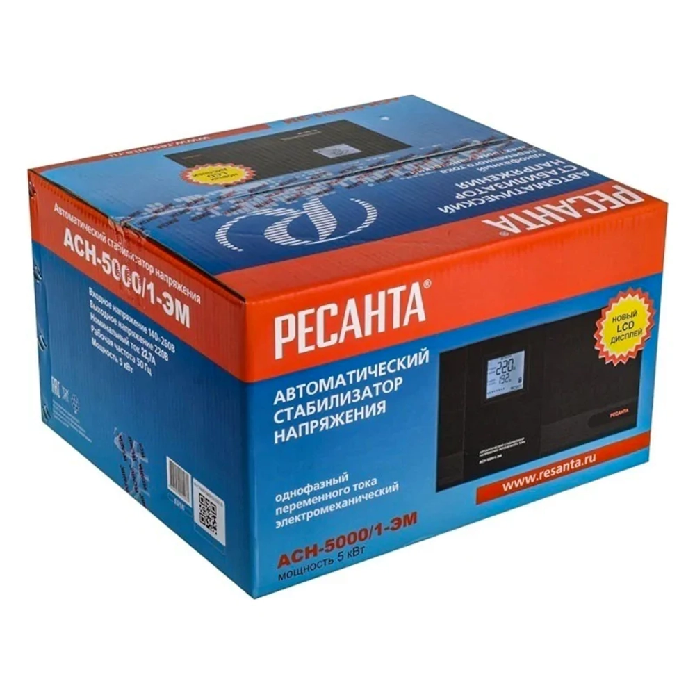 Ресанта АСН-5000/1-ЭМ однофазный стабилизатор напряжения 63/1/6