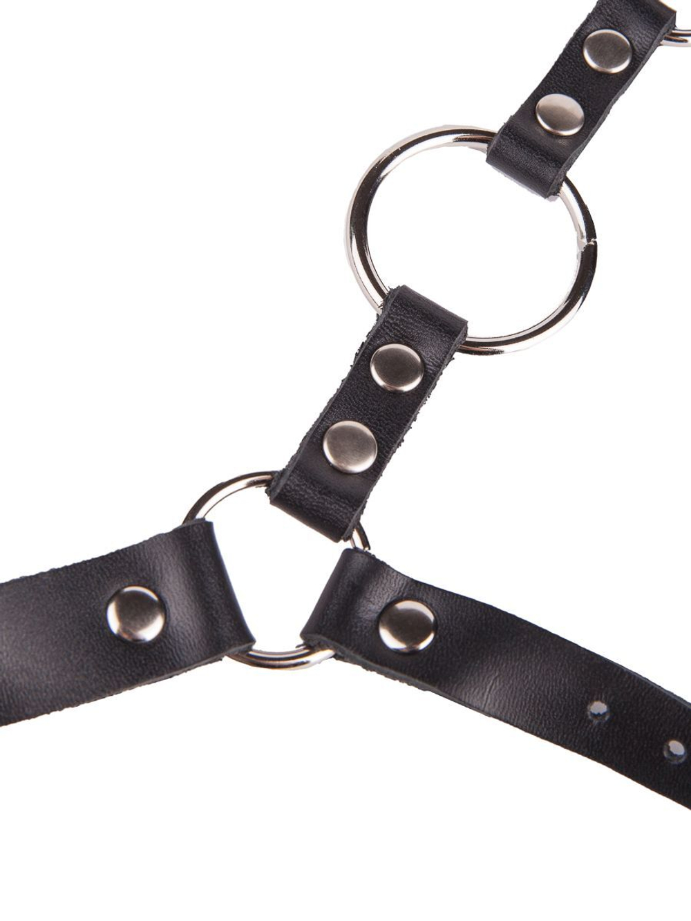 Кляп-кольцо на чёрных кожаных ремешках с застёжкой (Цвет: черный)