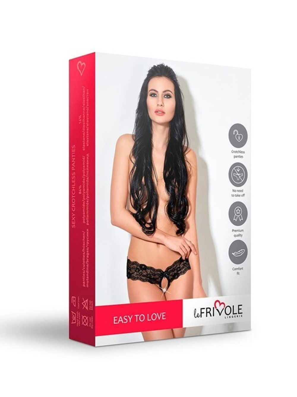 Пикантные трусики с доступом и цветочным кружевом Easy to love XS/S (40-42) (Цвет: черный)