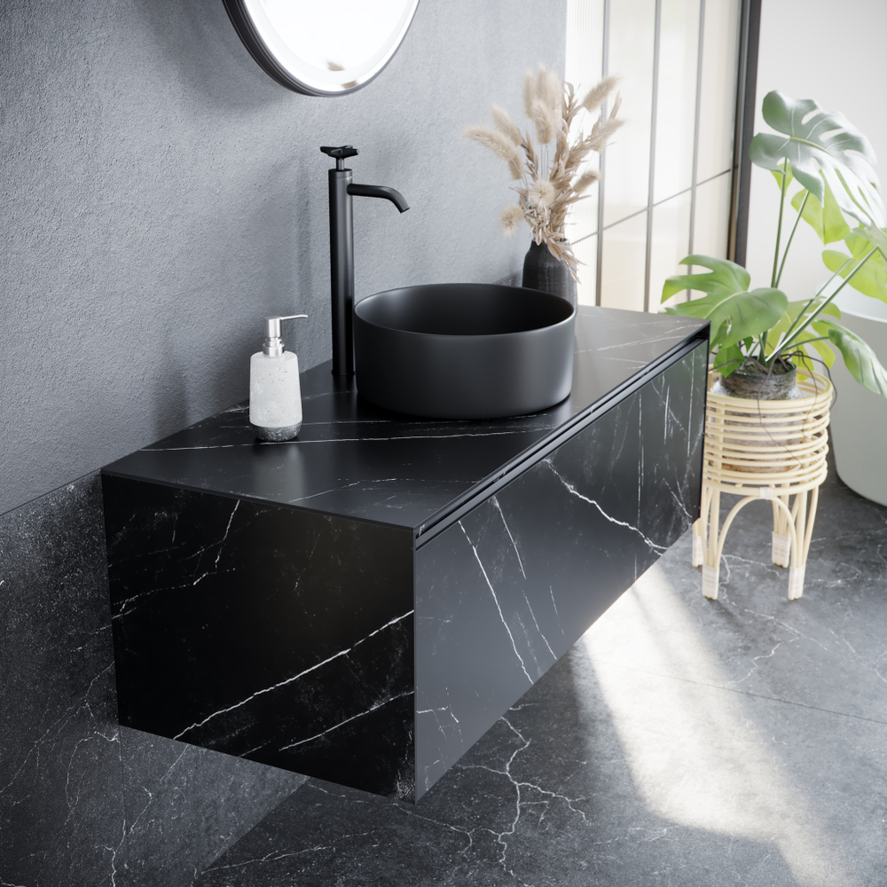Тумба с раковиной Sancos Stone, 120 см., керамогранит черный, ST120NM