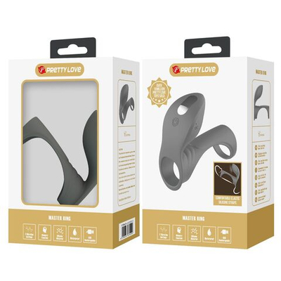 Серая насадка для пениса с вибростимуляцией (Цвет: серый)