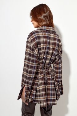 Рубашка из фланели со шнуровкой цвета горький шоколад
