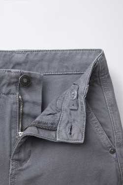 ZARA БРЮКИ ИЗ ТВИЛА С КАРМАНАМИ, ГОЛУБОЙ