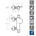 Смеситель термостатический для ванны с каскадным изливом ALEXIA 363901SNM чёрный