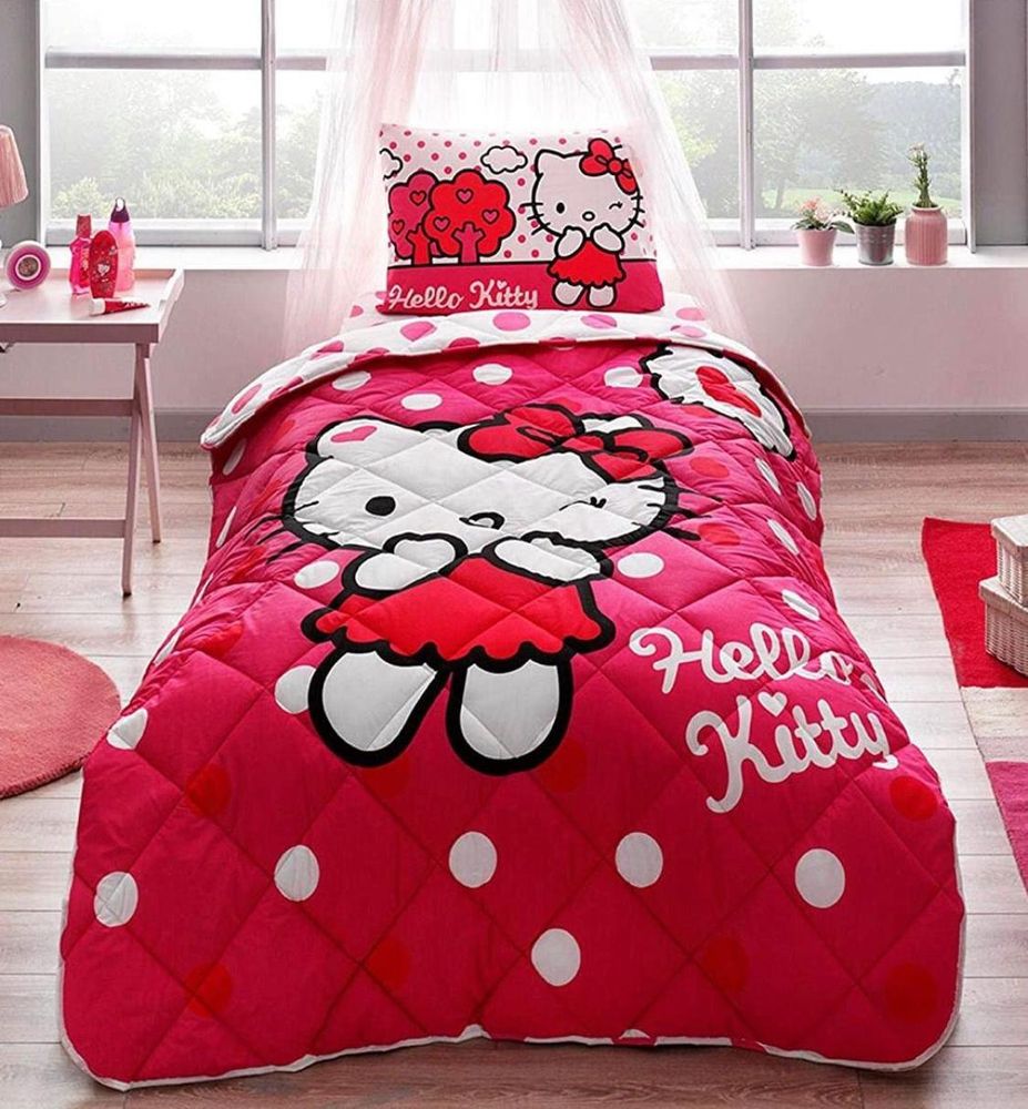 TAC ТАЧ Постельное белье 1.5 Полуторка Ранфорс (c одеялом) Hello Kitty +подушка в подарок