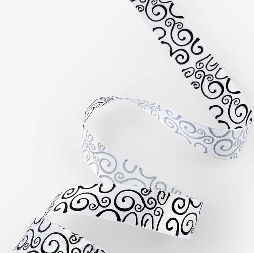 Атласная лента с узорами 25 мм