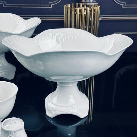 Lenardi 305-044 Овальная фруктовница 33см на ножке АВРОРА в под.уп.(х6)Фарфор