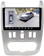 Магнитола для Renault Logan/Sandero 1 2009-2014 - FarCar BX752M-360 монитор 9.5" 2K QLED на Android 13, 6Гб+128Гб, CarPlay, 4G SIM-слот, 4 камеры в комплекте