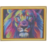 Алмазная мозаика на подрамнике с полным заполнением «МИР ЯРКИХ КРАСОК», красочный лев, 30*40см