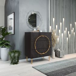 Комод Арт Колор leaves Стайл Голд с 3 ящиками голд Терпкий коричневый