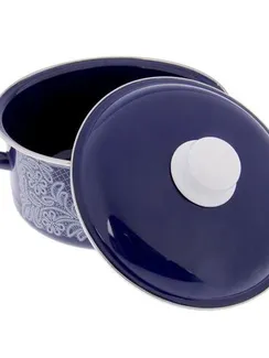 Набор кастрюль «Вологодское кружево», 3 предмета: 1,5 л, 3 л, 5 л, индукция, цвет синий