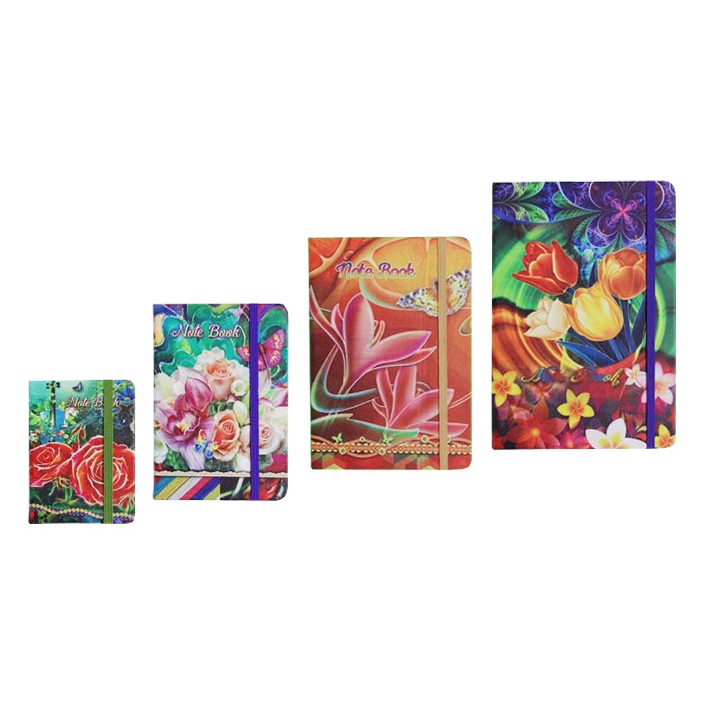 Записная книжка Basir на резинке, формат А6, переплет из кожзама, серия "Цветы", 16,8*12 см, 100 листов, 4 цвета ассорти Записная книжка Basir на резинке, формат А6, переплет из кожзама, серия "Цветы", 16,8*12 см, 100 листов, 4 цвета ассорти