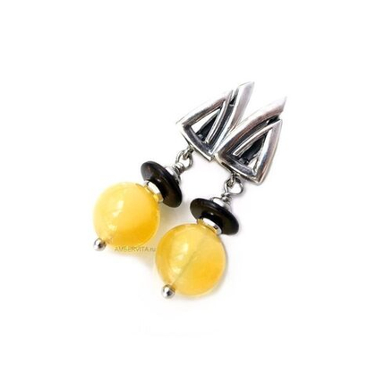 серьги с жёлтым янтарём