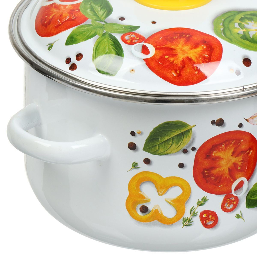 Кастрюля сталь, эмал, 3 л, с крыш, Сиб товары, Каприче, 3MD181P, индукц