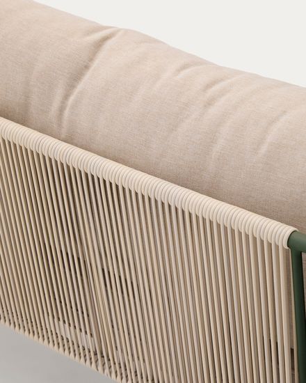 Уличный 2-х местный диван Zivia из веревки цвета экрю и стали зеленого цвета La Forma Испания