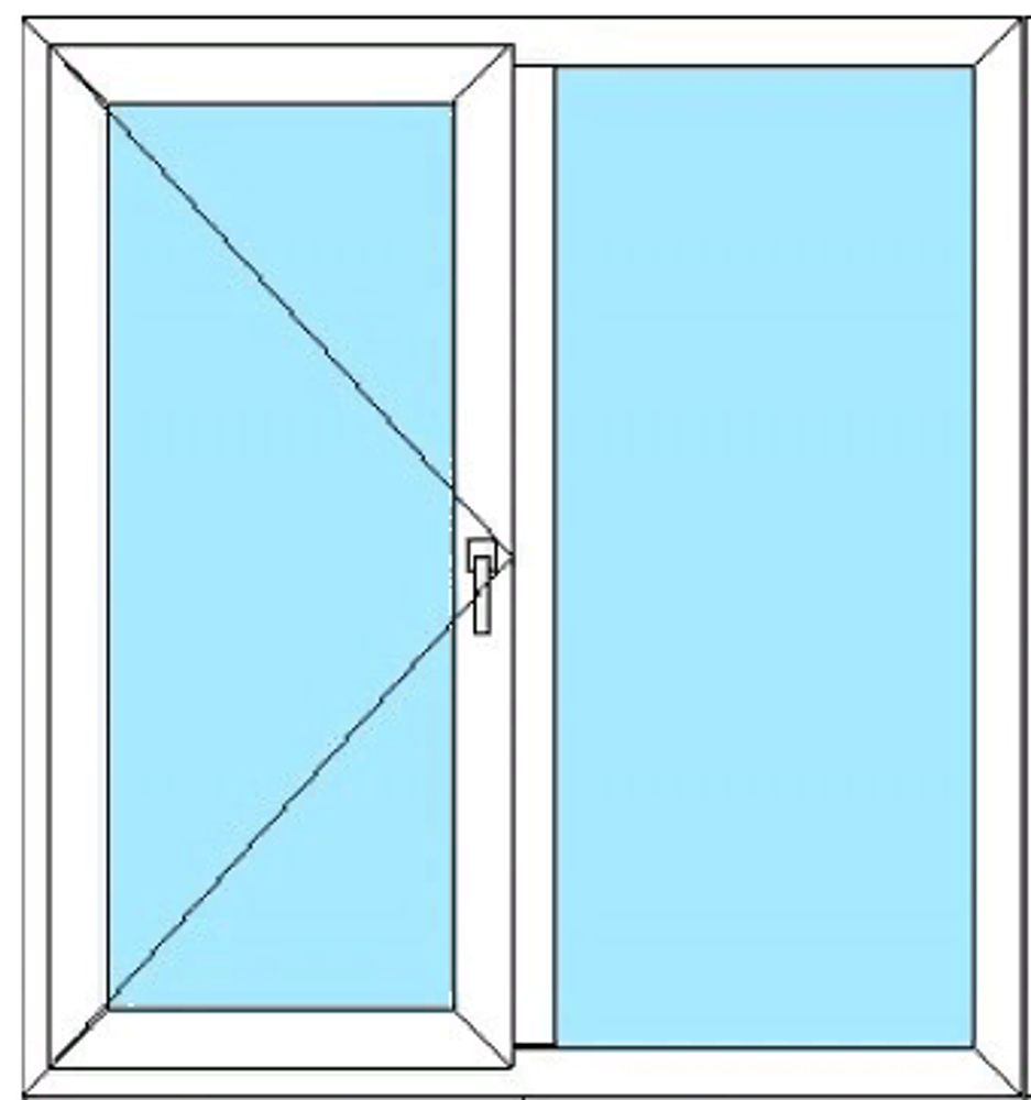 Окно пластиковое ПВХ 1170*1140+п.п. поворотное левое БрусБокс 60