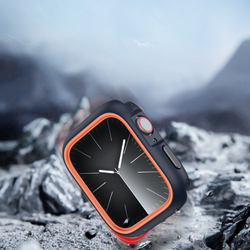 Чехол-бампер для часов Apple Watch 44мм для моделей 4, 5, 6 и SE черный с оранжевыми вставками (Midnight/Orange), от Dux Ducis, серия Bamo Series Case