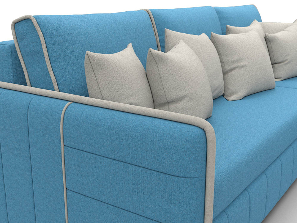 Диван угловой Лига-078 угол универсальный РОГОЖКА Амур 10 голубойАмур 02 бежевый