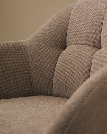 Dorina Вращающееся кресло из бежевого шенилла и стальными бежевыми ножками Испания 