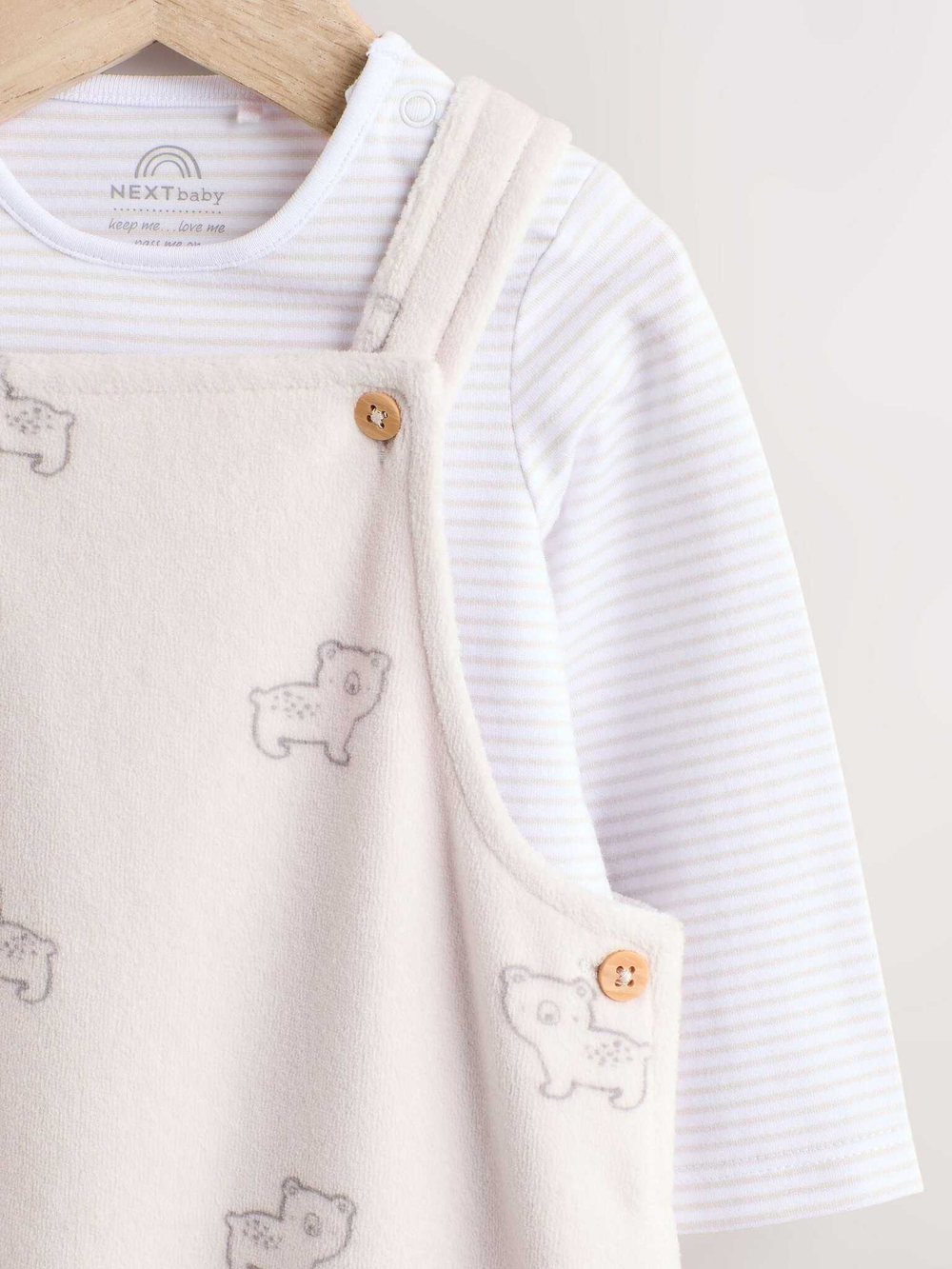 Боди с длинным рукавом и комбинезон в комлекте для малышей Next E59-551, Белый, Молочный