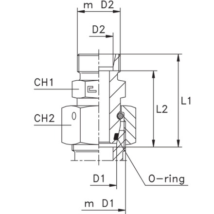 Соединение PNF DS12 М20х1.5 DL08 M14x1.5 (корпус)